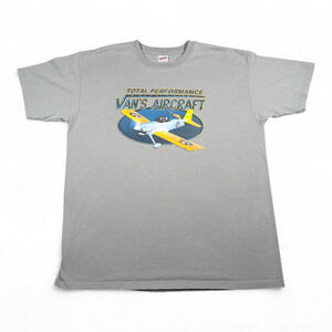 Vintage Vans Aircraft Shirt Adult EXTRA LARGE Gray Airplane Aviation Pilot Y2K